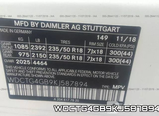WDCTG4GB9KJ587894 фото 10