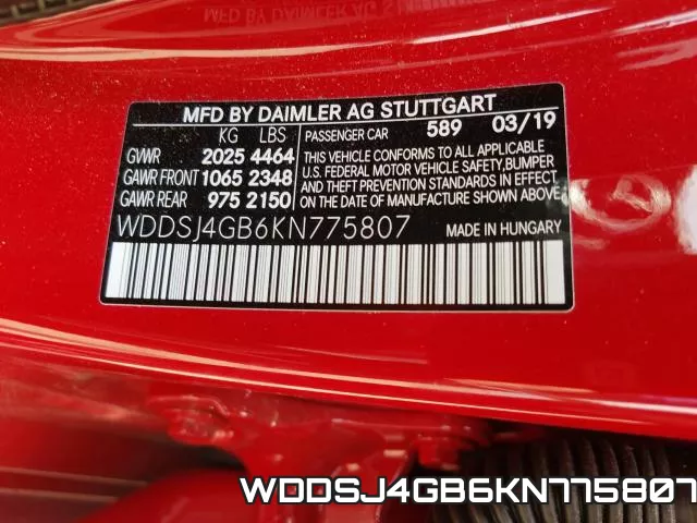 WDDSJ4GB6KN775807 фото 2