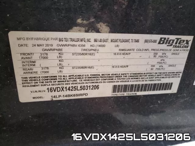 16VDX1425L5031206 фото 2