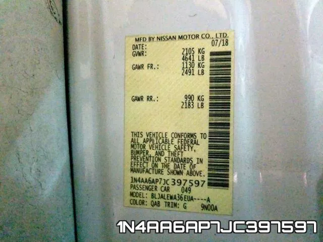 1N4AA6AP7JC397597 фото 2