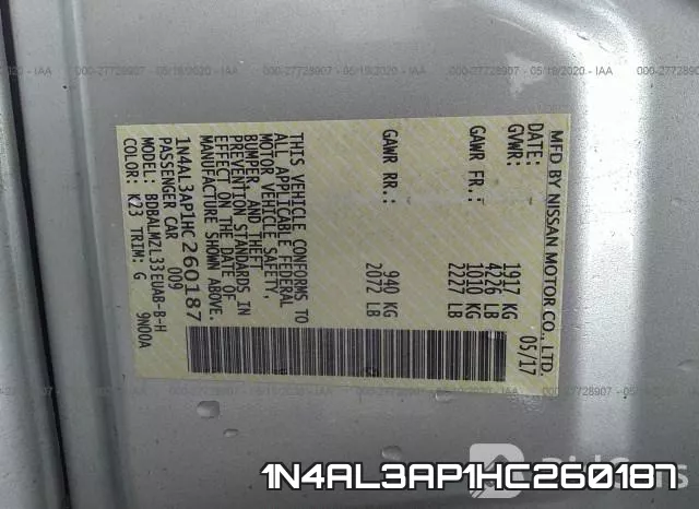 1N4AL3AP1HC260187 фото 10