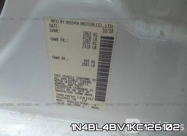 1N4BL4BV1KC126102 фото 10