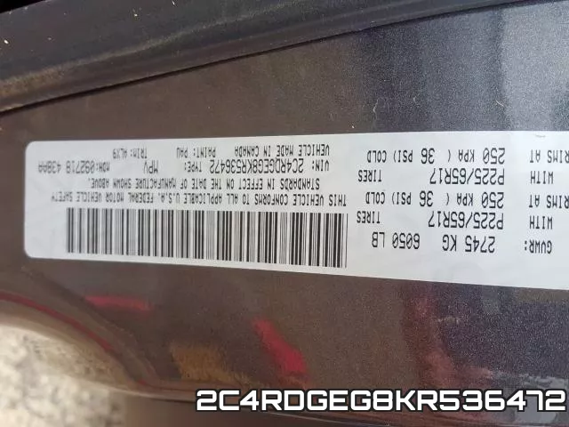 2C4RDGEG8KR536472 фото 2