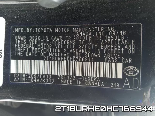 2T1BURHE0HC766944 фото 2