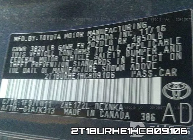 2T1BURHE1HC809106 фото 10