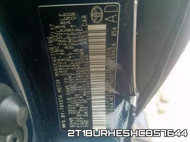 2T1BURHE5HC857644 фото 2