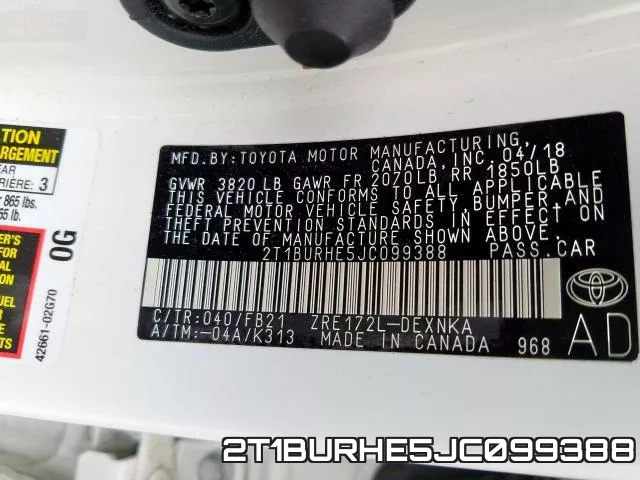 2T1BURHE5JC099388 фото 2