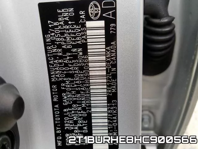 2T1BURHE8HC900566 фото 2