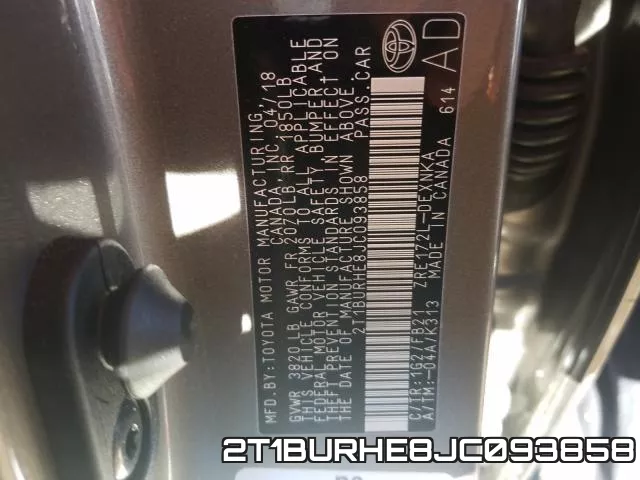 2T1BURHE8JC093858 фото 2