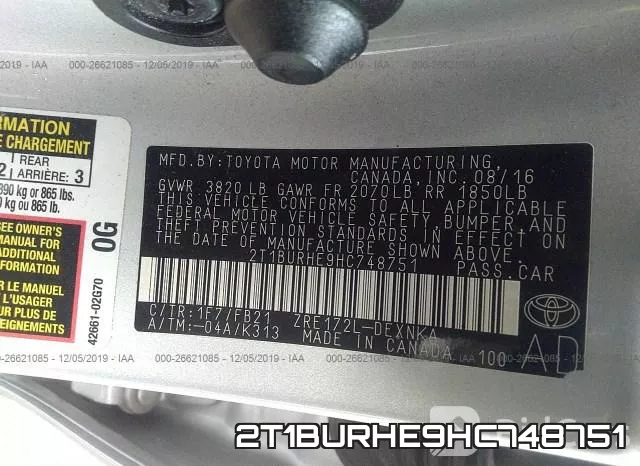 2T1BURHE9HC748751 фото 10