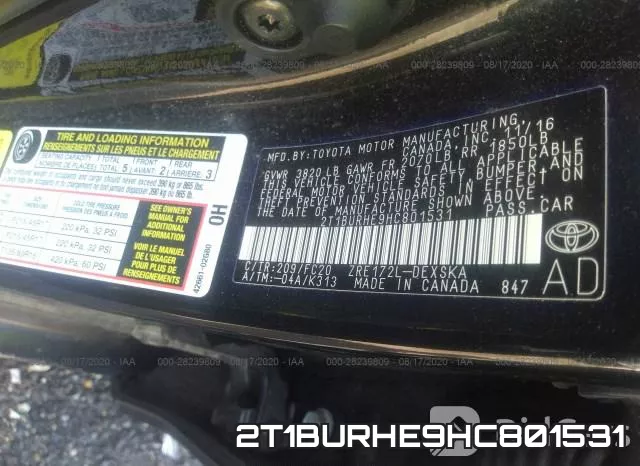 2T1BURHE9HC801531 фото 10