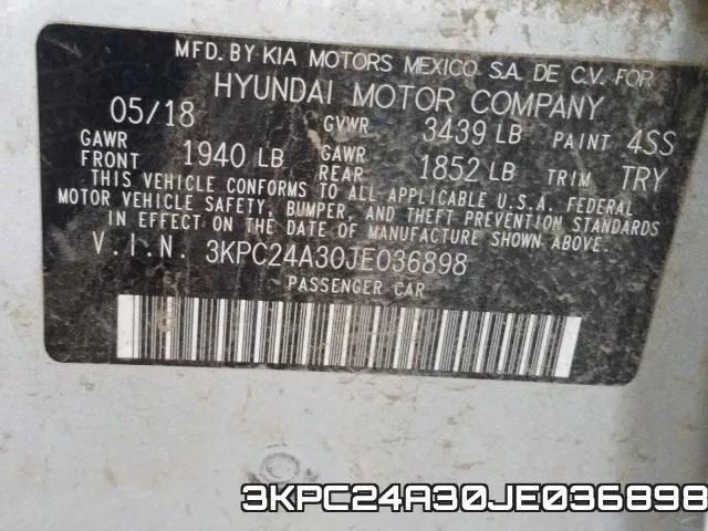 3KPC24A30JE036898 фото 2