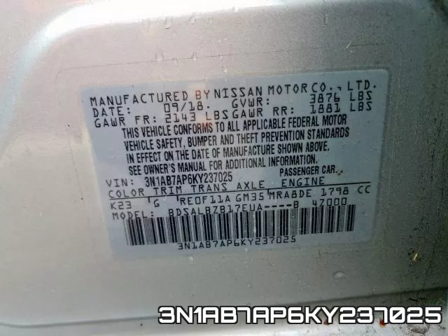 3N1AB7AP6KY237025 фото 2