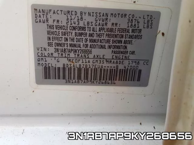 3N1AB7AP9KY268656 фото 2