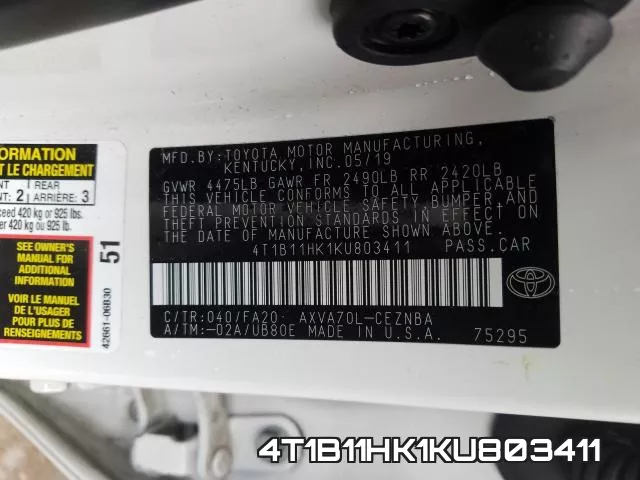 4T1B11HK1KU803411 фото 2