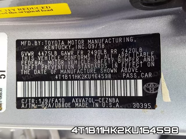 4T1B11HK2KU164598 фото 2