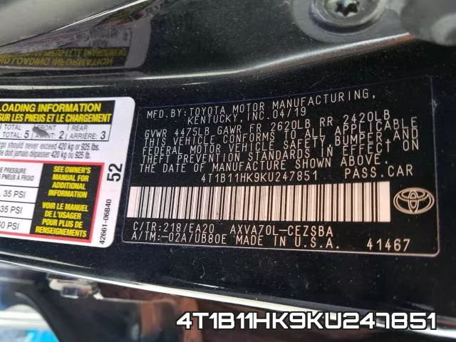 4T1B11HK9KU247851 фото 2