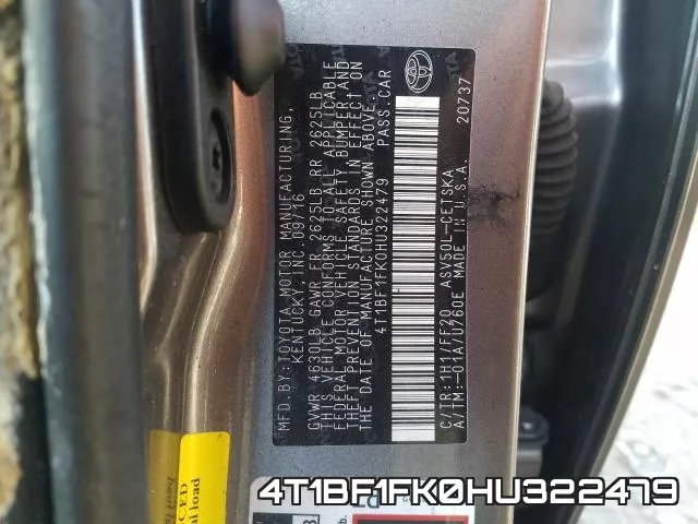 4T1BF1FK0HU322479 фото 2