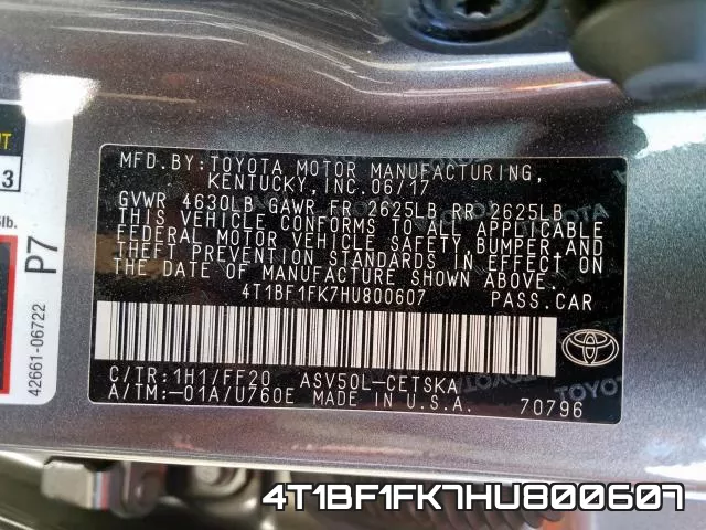 4T1BF1FK7HU800607 фото 2