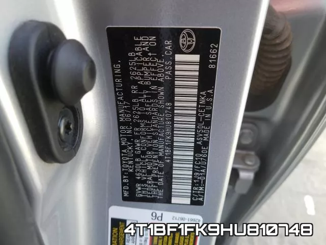 4T1BF1FK9HU810748 фото 2