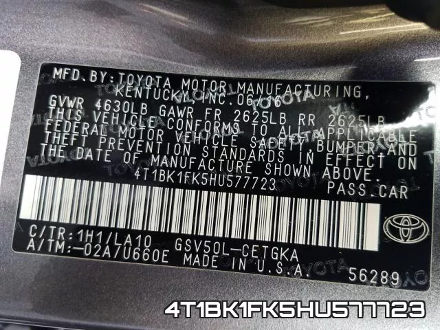4T1BK1FK5HU577723 фото 2