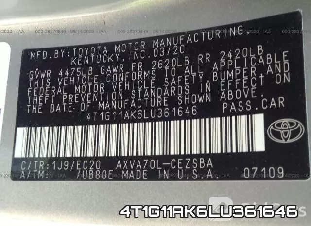 4T1G11AK6LU361646 фото 10