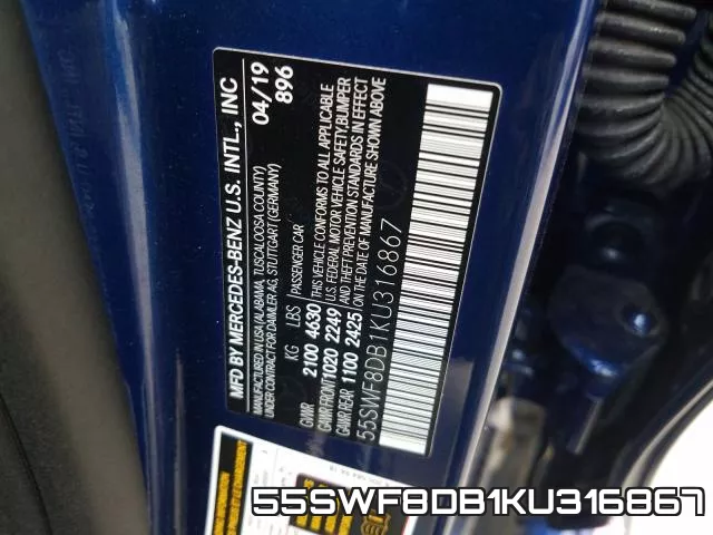 55SWF8DB1KU316867 фото 2