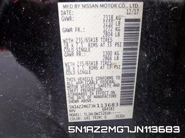 5N1AZ2MG7JN113683 фото 2
