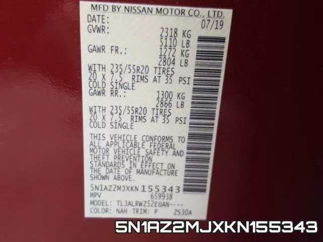 5N1AZ2MJXKN155343 фото 2