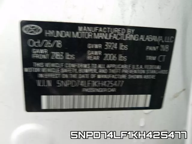 5NPD74LF1KH425477 фото 2