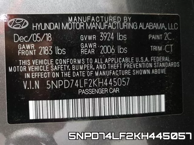 5NPD74LF2KH445057 фото 2