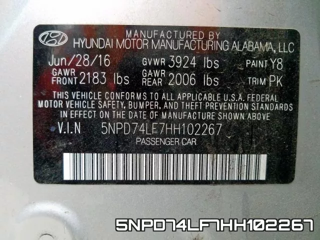 5NPD74LF7HH102267 фото 2