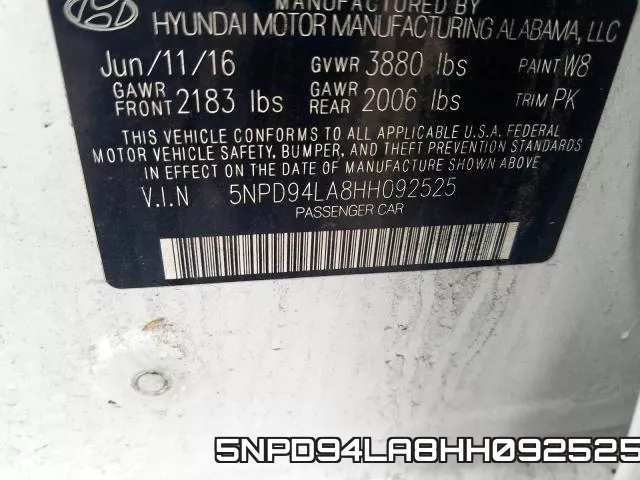 5NPD94LA8HH092525 фото 2