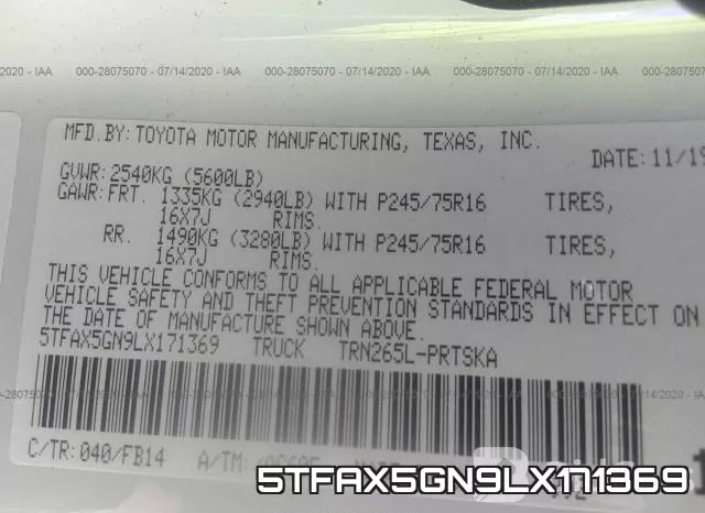 5TFAX5GN9LX171369 фото 10