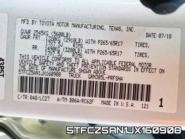 5TFCZ5AN1JX160908 фото 2