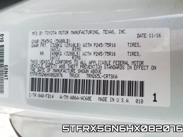 5TFRX5GN6HX082076 фото 2