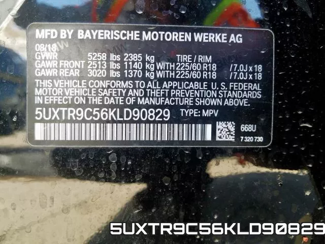 5UXTR9C56KLD90829 фото 2