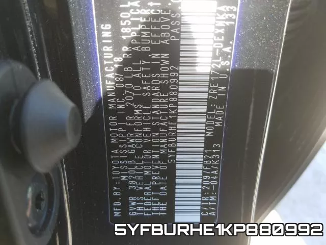 5YFBURHE1KP880992 фото 2