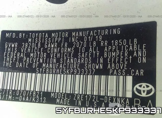 5YFBURHE5KP933337 фото 10