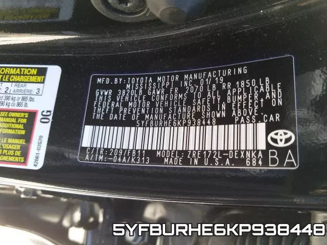 5YFBURHE6KP938448 фото 2