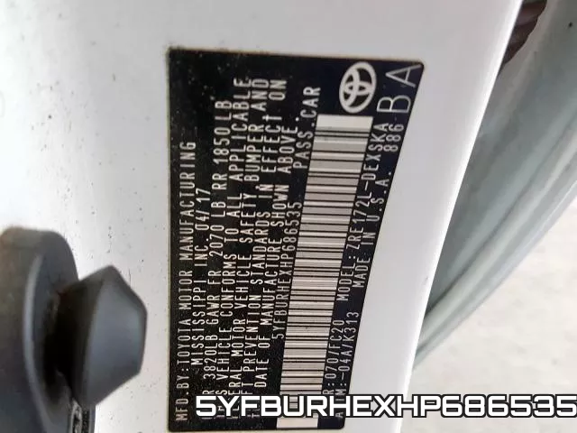 5YFBURHEXHP686535 фото 2