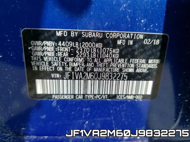 JF1VA2M60J9832275 фото 2