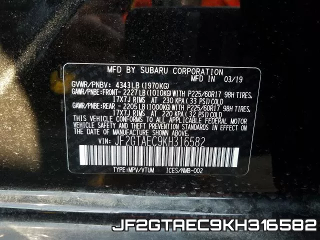 JF2GTAEC9KH316582 фото 2