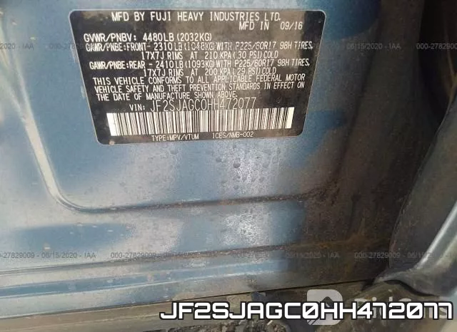 JF2SJAGC0HH472077 фото 10