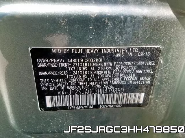 JF2SJAGC3HH479850 фото 2