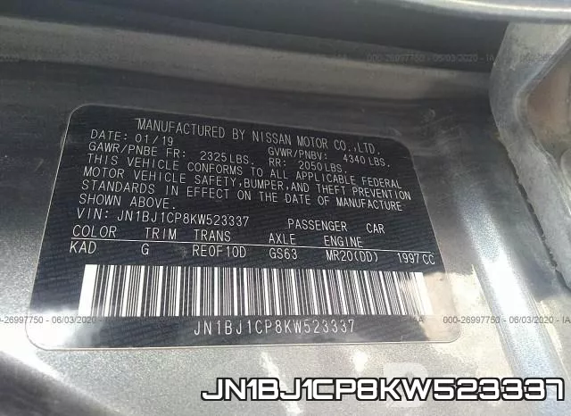 JN1BJ1CP8KW523337 фото 10