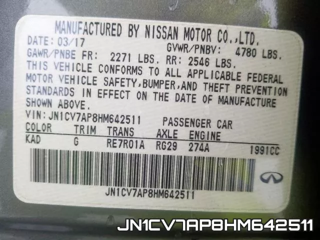 JN1CV7AP8HM642511 фото 2