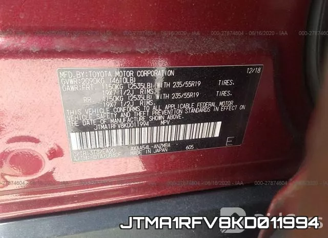 JTMA1RFV8KD011994 фото 10