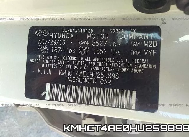 KMHCT4AE0HU259898 фото 9