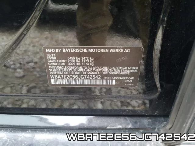 WBA7E2C56JG742542 фото 2
